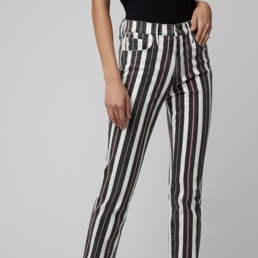 FRAME Jeans Womens 26 Striped Straight Le Sylvie Slender Straight Jeans